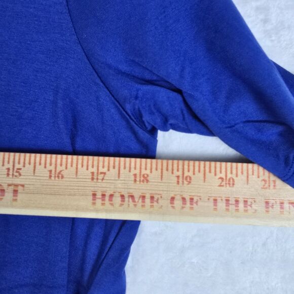 Universal Standard Rayon Jersey Elbow Sleeve V-Neck Top Mazarine Blue 4XS (0-00) - Picture 7 of 12